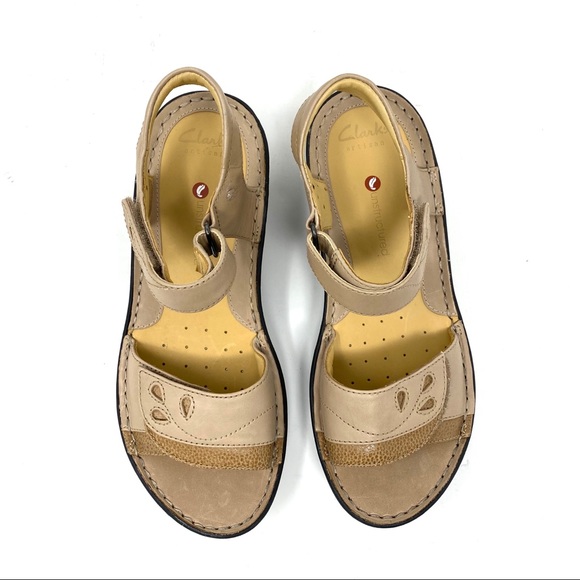 Clarks Un Dory Light Tan Leather wedge sandal WIDE - Picture 5 of 7